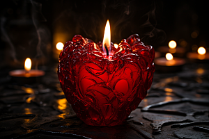 爱心蜡烛温馨浪漫摄影图