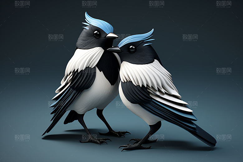 爱心小鸟卡通高清模型