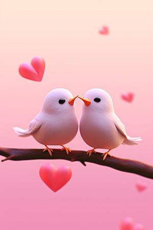 爱心小鸟浪漫爱情模型