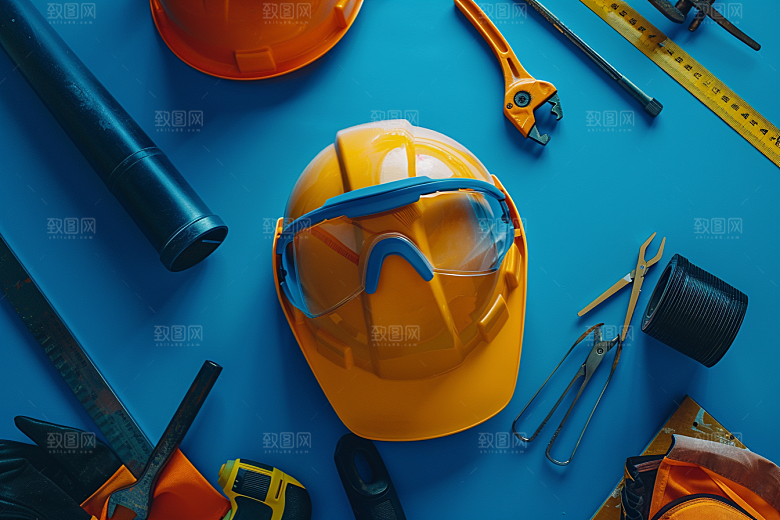 安全用品安全生产月建造摄影图