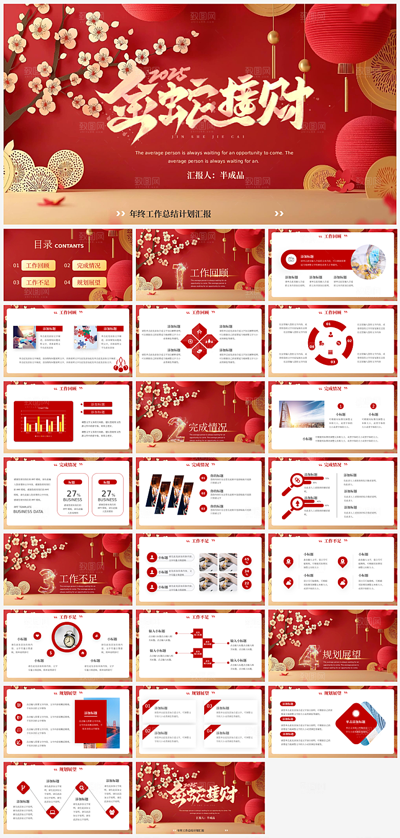 蛇年新年主题总结方案通用模板PPT