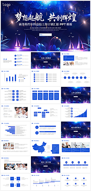 公司扬帆起航总结汇报报告模板PPT