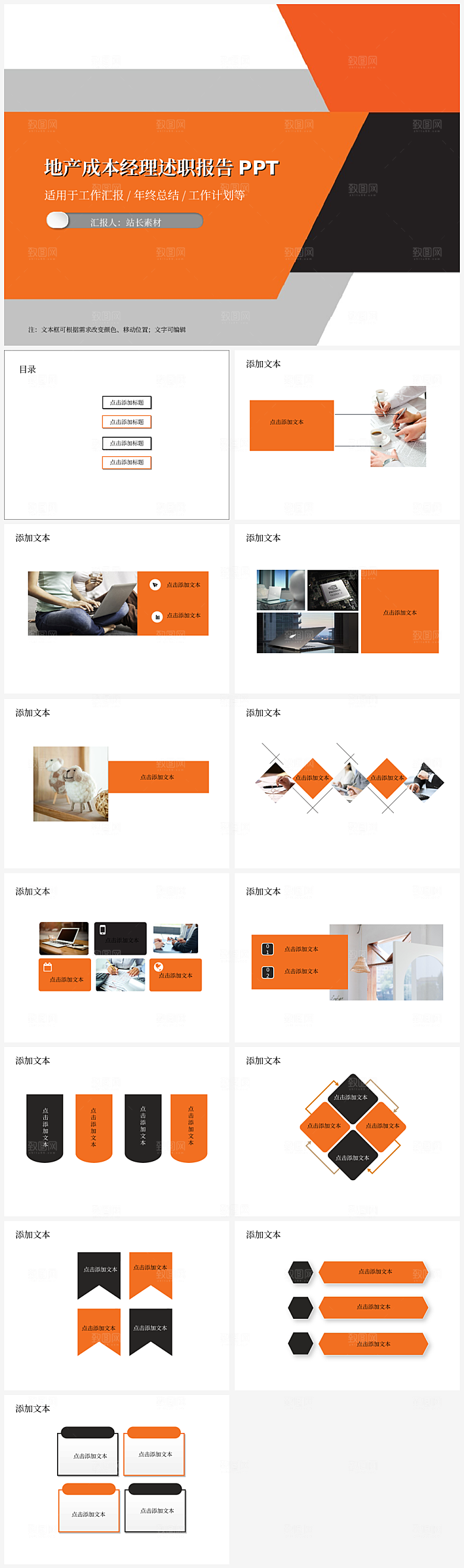 地产成本经理述职报告PPT模板