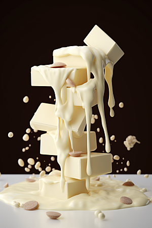 白巧克力点心牛奶摄影图