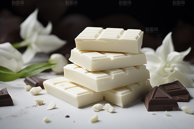 白巧克力零食美味摄影图