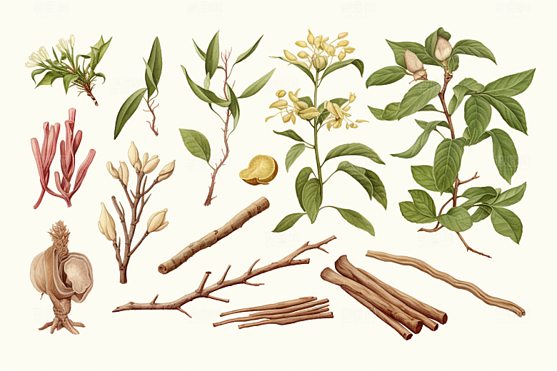 白术植物医疗插画