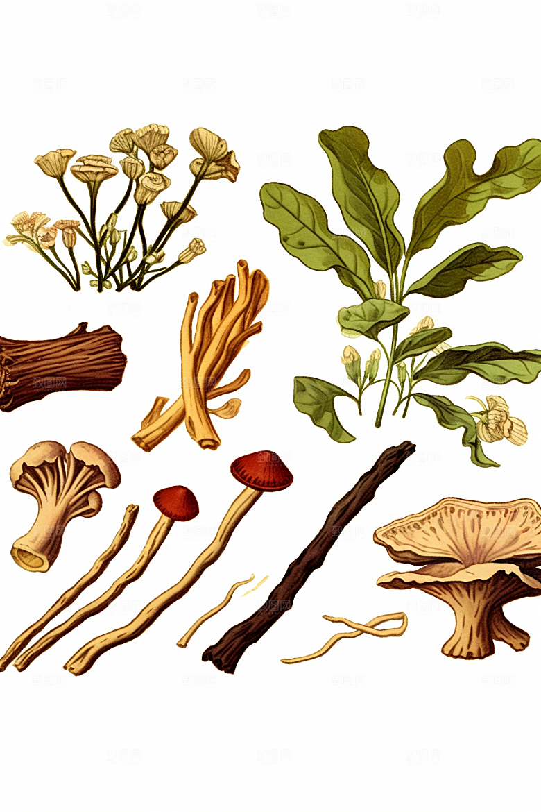 白术养生中草药插画
