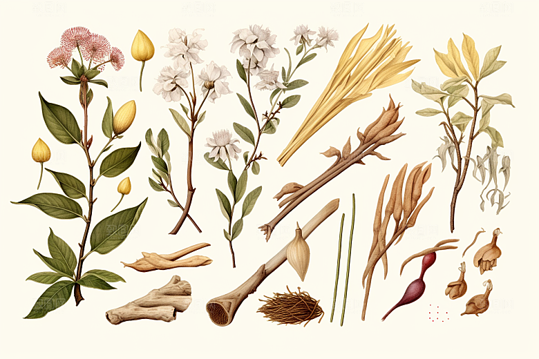 白术植物医学插画