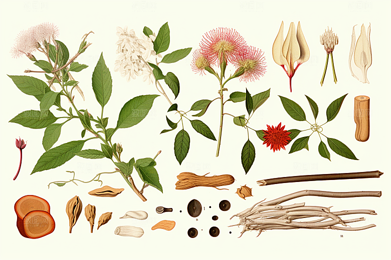 白术医学植物插画