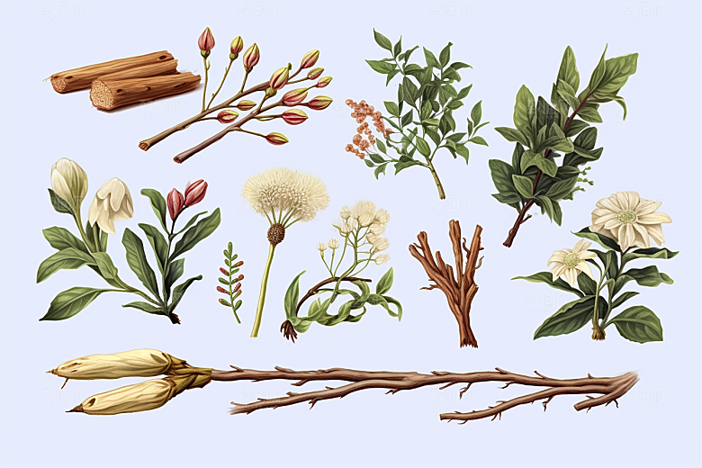 白术养生植物插画