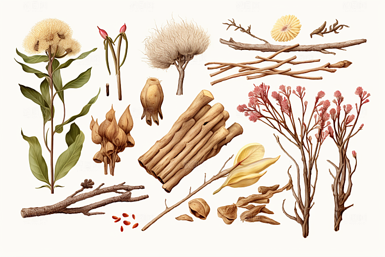 白术医疗植物插画
