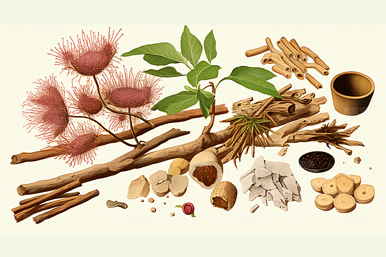 白术保健植物插画
