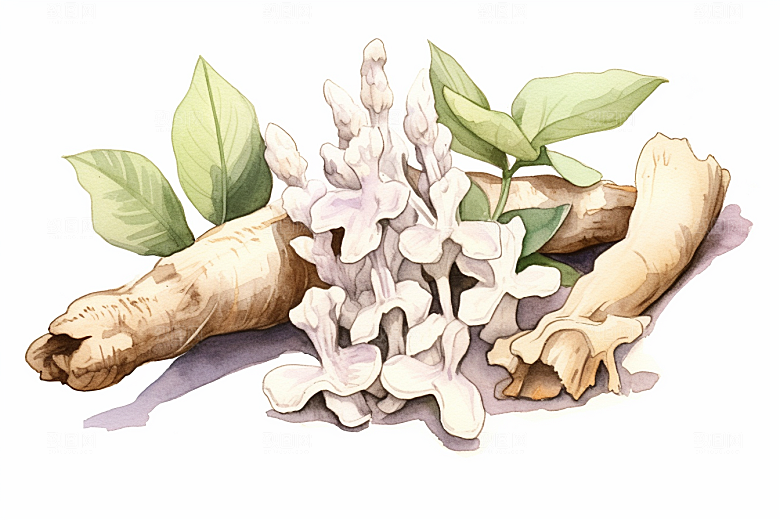 白术中草药手绘插画