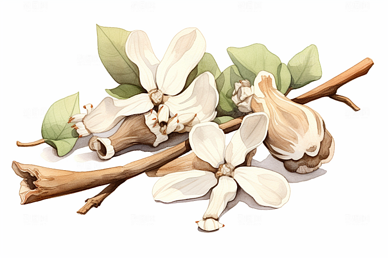 白术中药材手绘插画