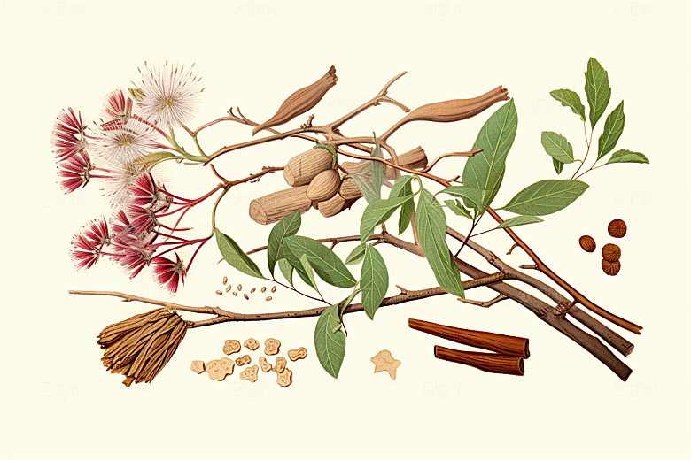 白术中药材手绘插画