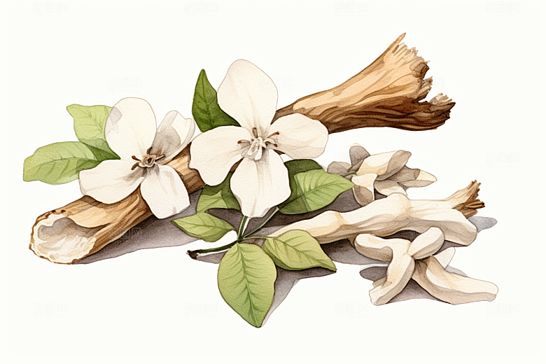 白术药方中草药插画