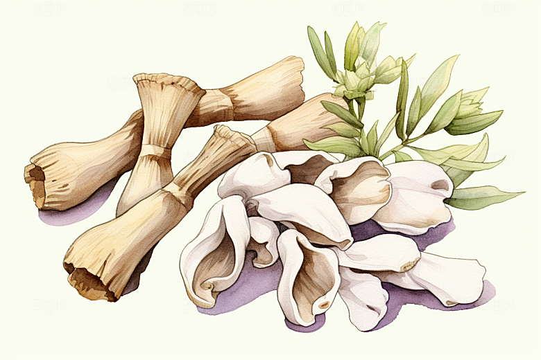 白术中药材医疗插画