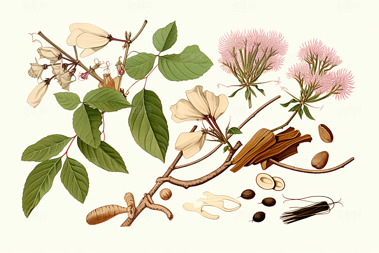 白术中草药中医插画