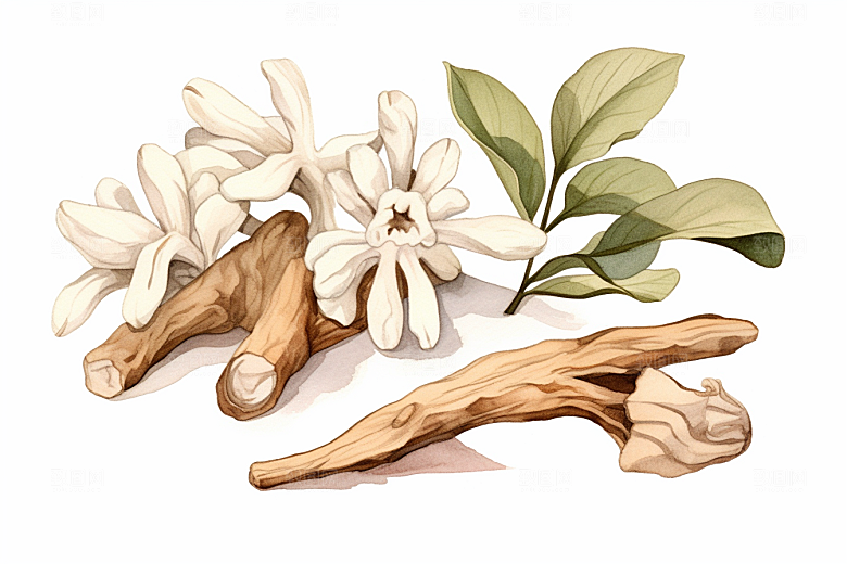 白术药方植物插画