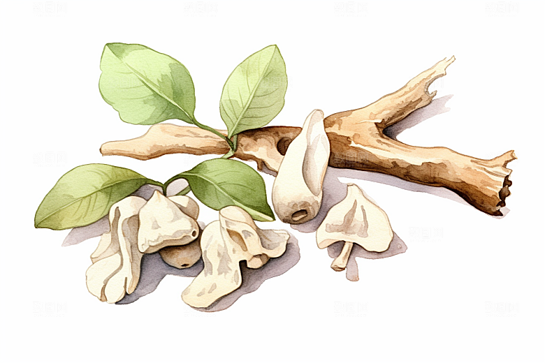 白术养生中药材插画