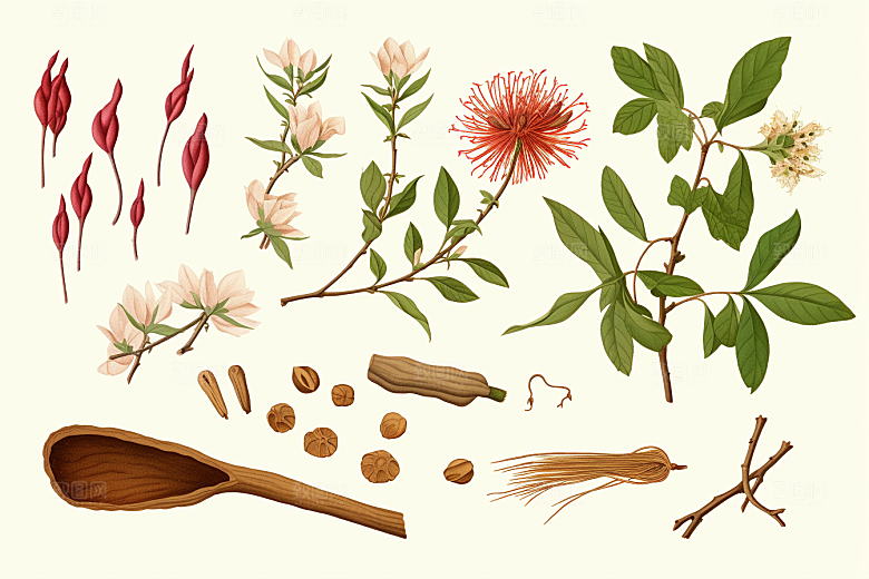 白术医疗药方插画