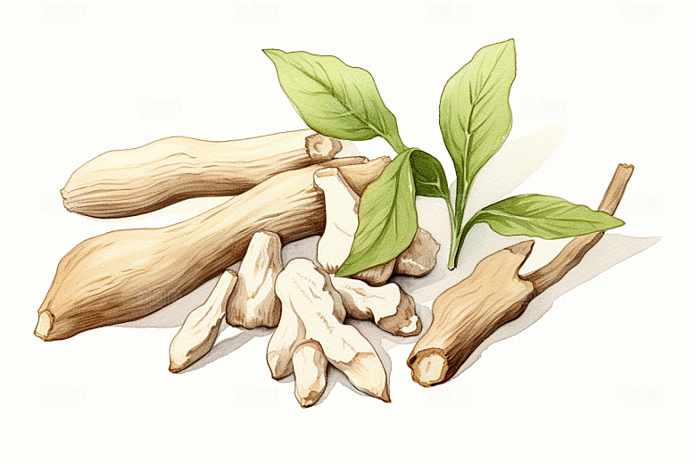 白术植物养生插画