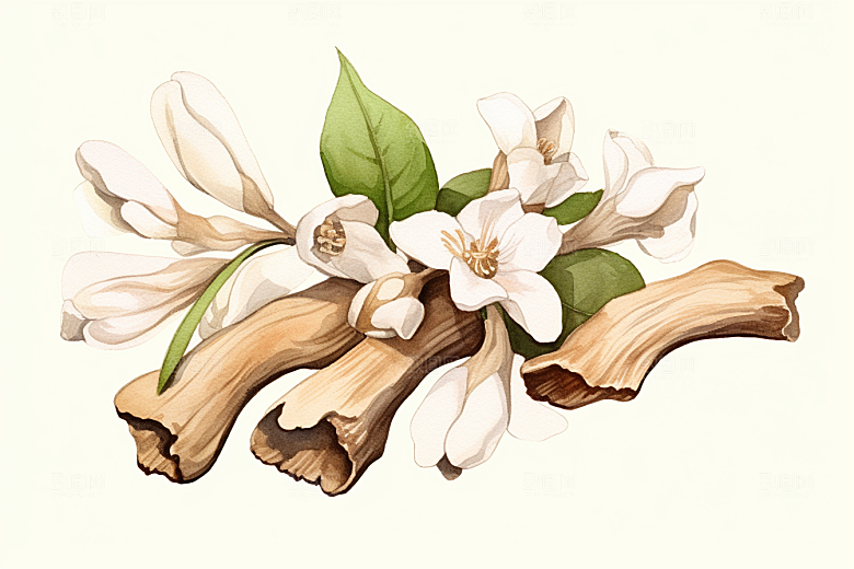 白术中草药手绘插画
