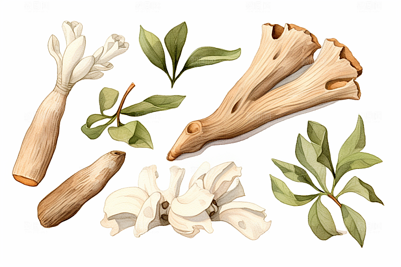 白术中医植物插画