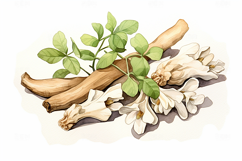白术中药材医疗插画