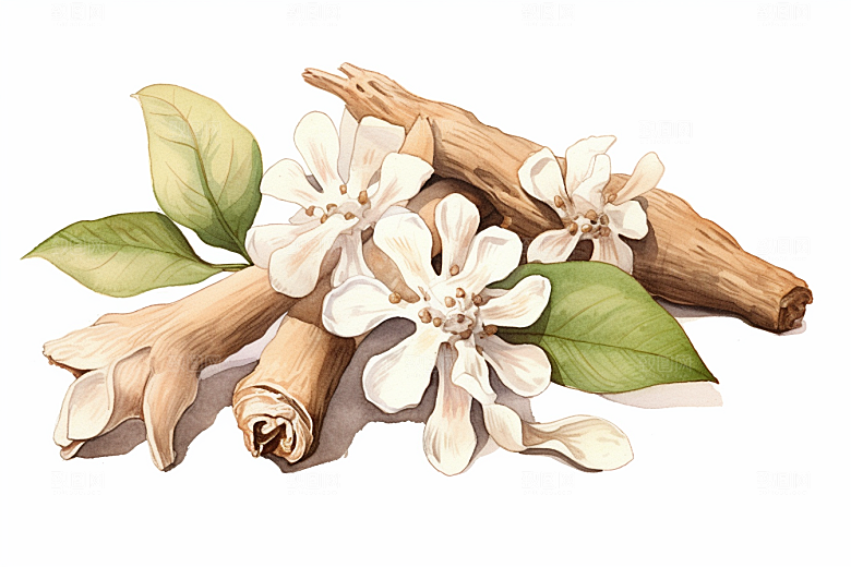 白术中药材医学插画