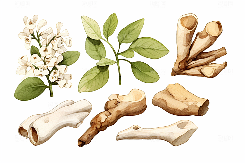 白术植物中药材插画