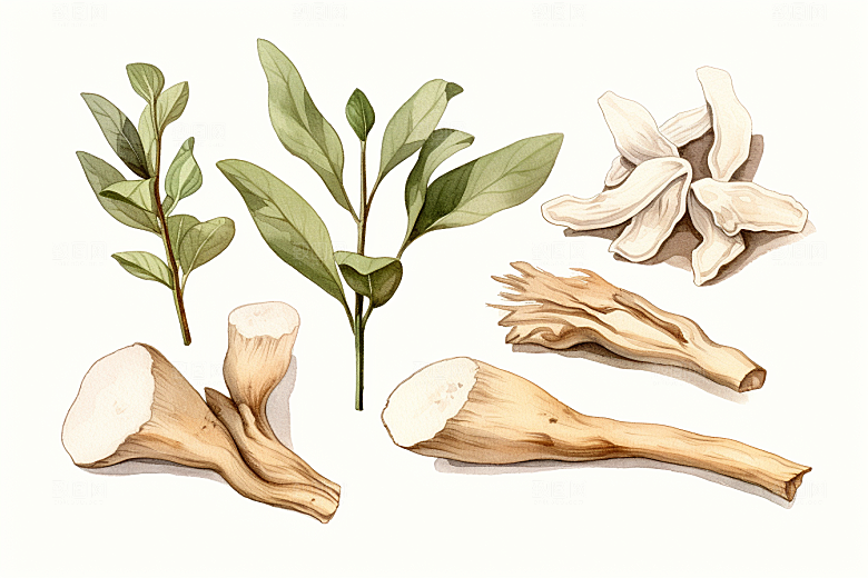 白术医学植物插画