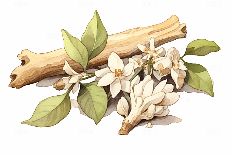 白术药方手绘插画