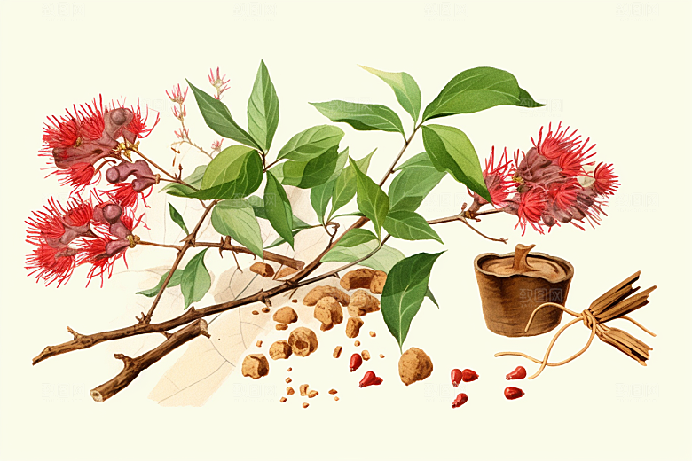 白术健康植物插画