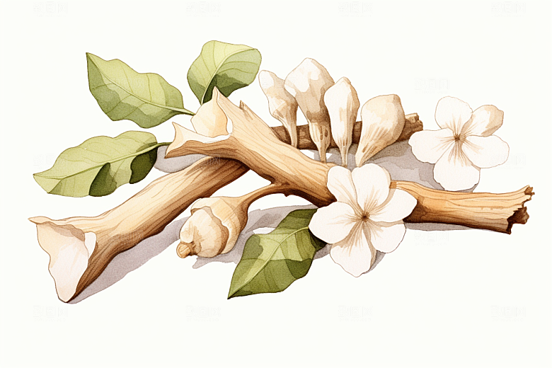 白术中药材医疗插画