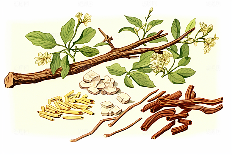 白术植物养生插画