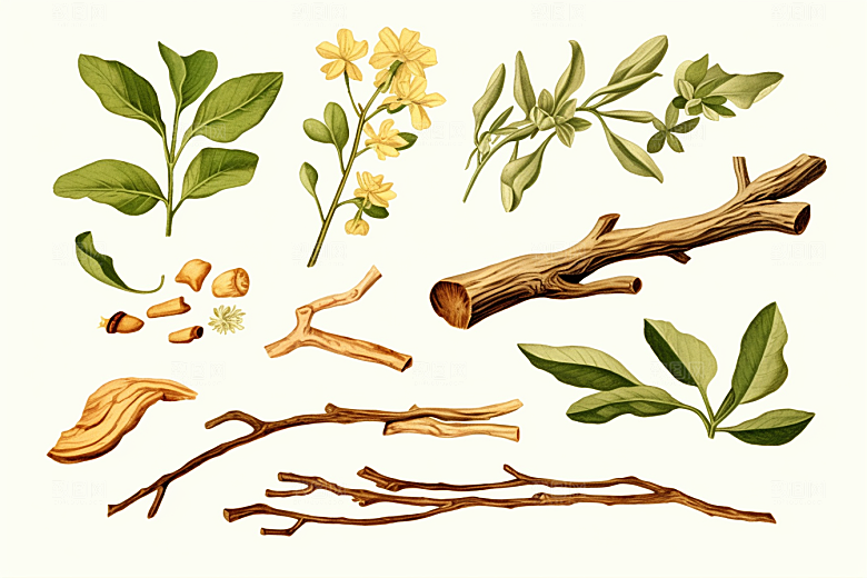 白术植物保健插画