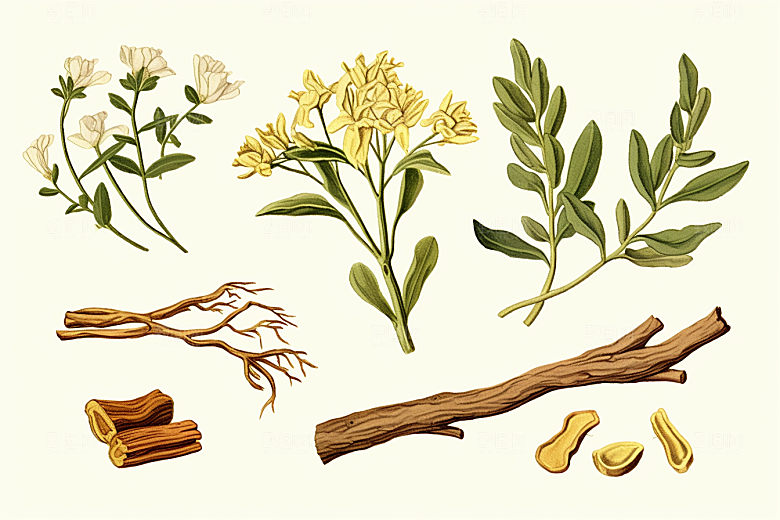 白术中草药医学插画