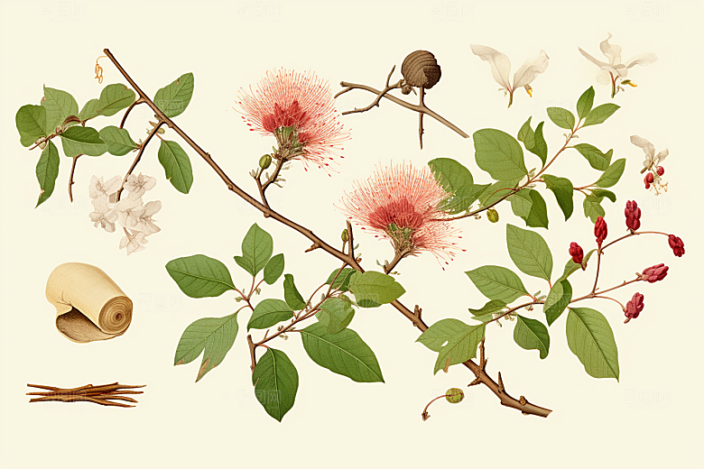 白术养生植物插画