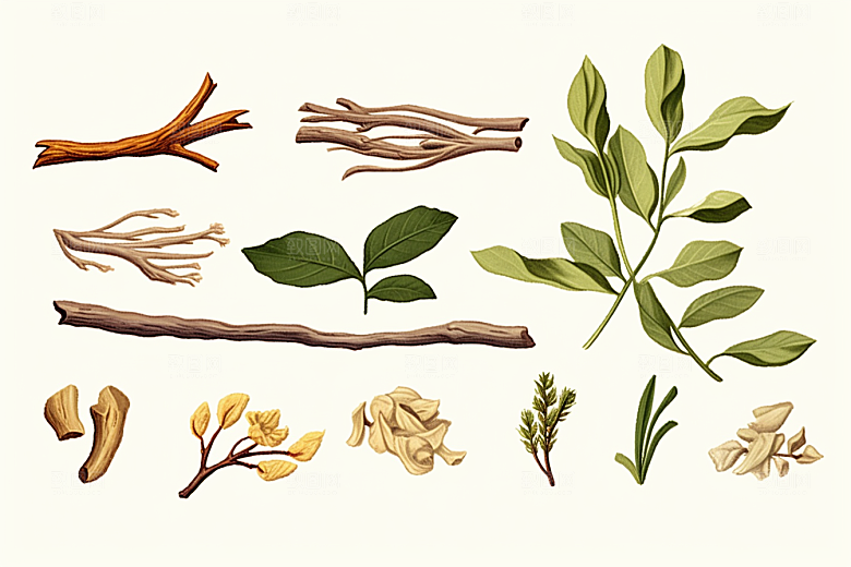 白术养生中草药插画
