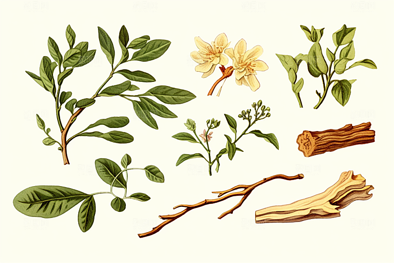 白术药方中医插画
