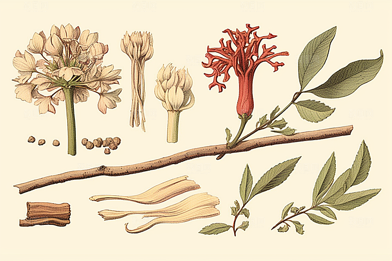 白术植物健康插画
