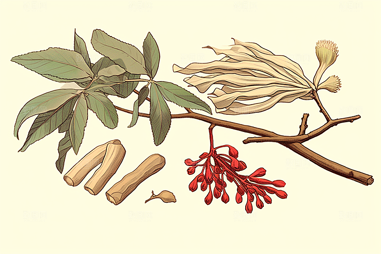 白术医疗药方插画