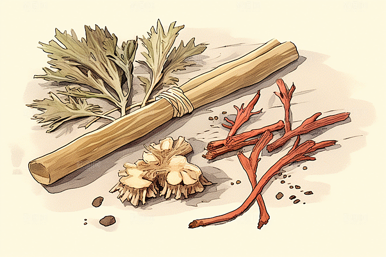 白术医学植物插画