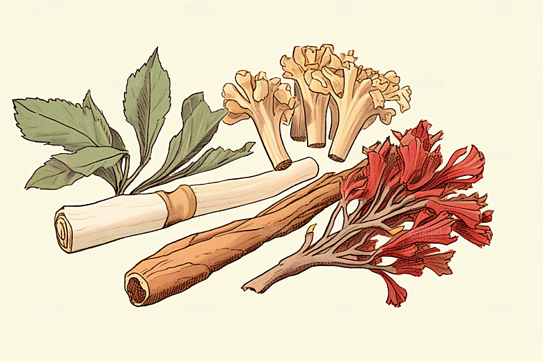 白术中草药手绘插画