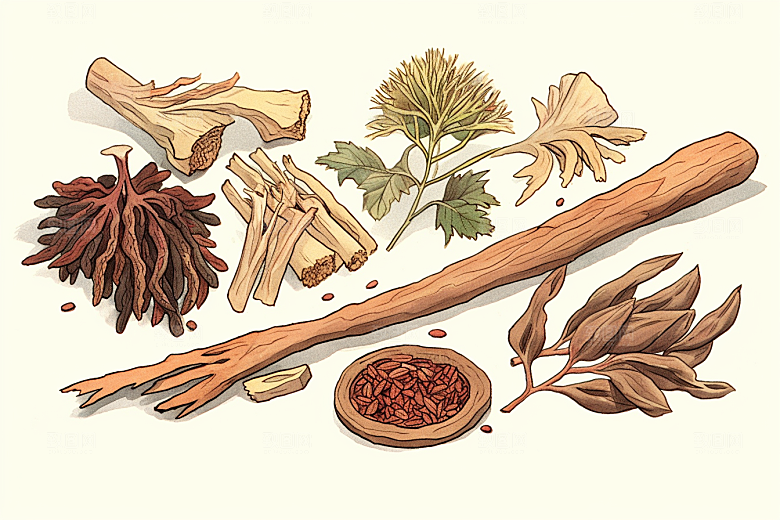 白术医疗中草药插画