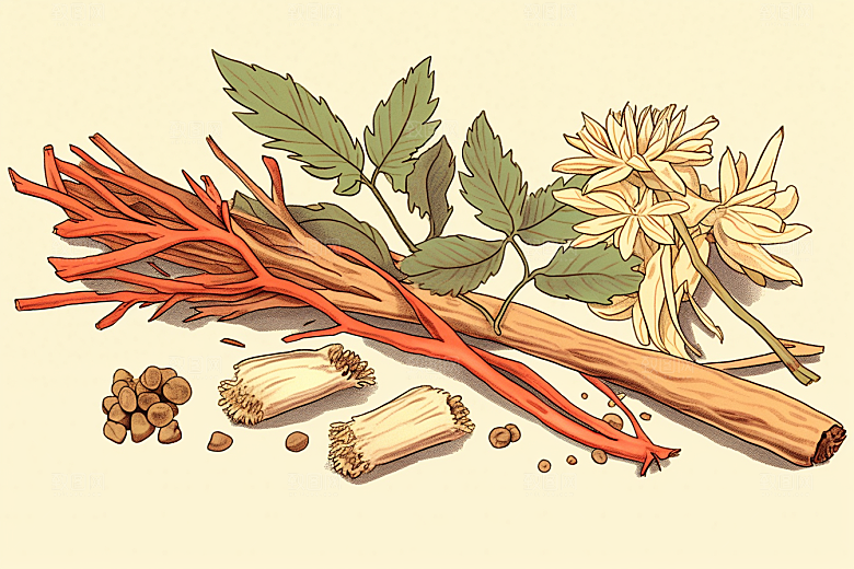 白术中医植物插画