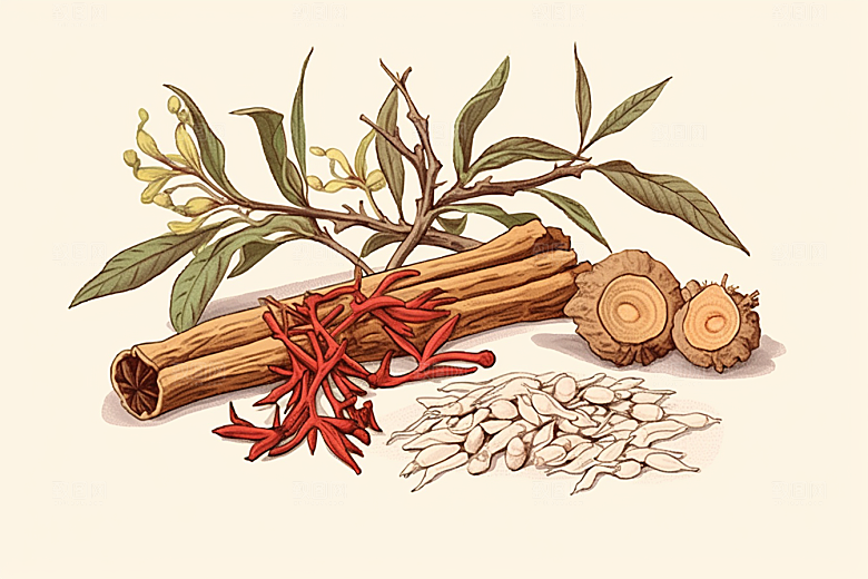 白术中医医疗插画