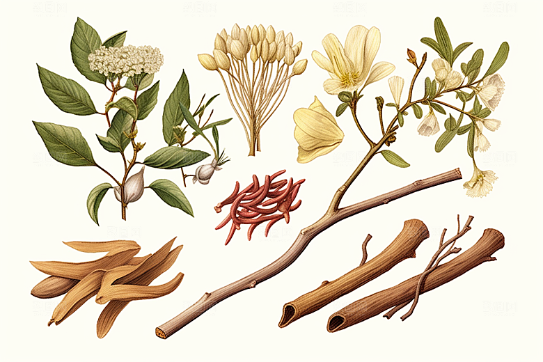 白术植物医学插画