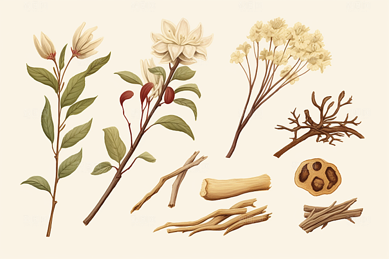 白术手绘中医插画